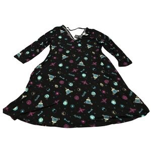 Disney Torrid Haunted Mansion Dress Women 1 Black Madame Leota Bat Skater A-Line